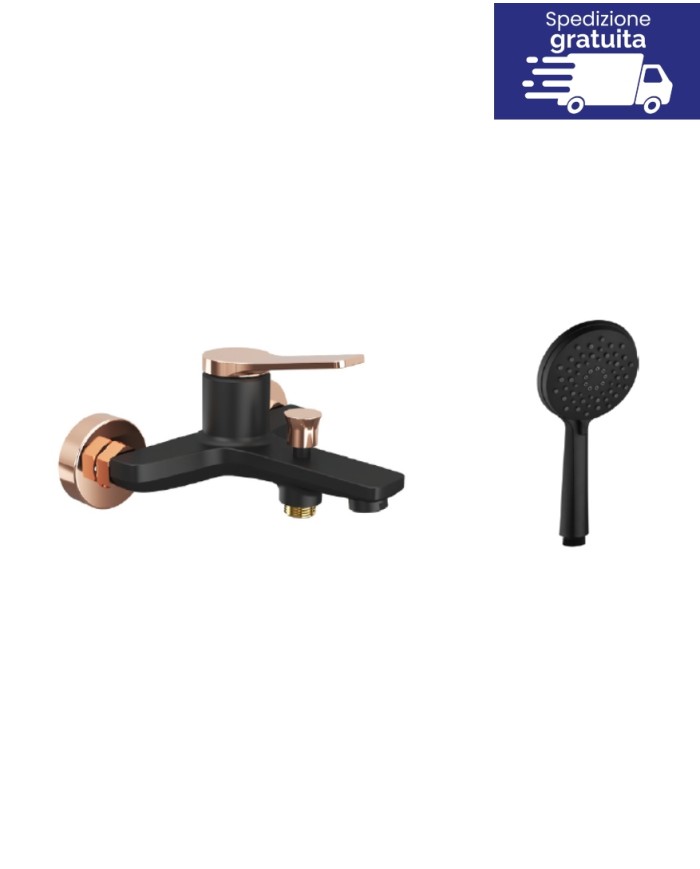 Miscelatore vasca - Serie Andare Nero-Rose Gold