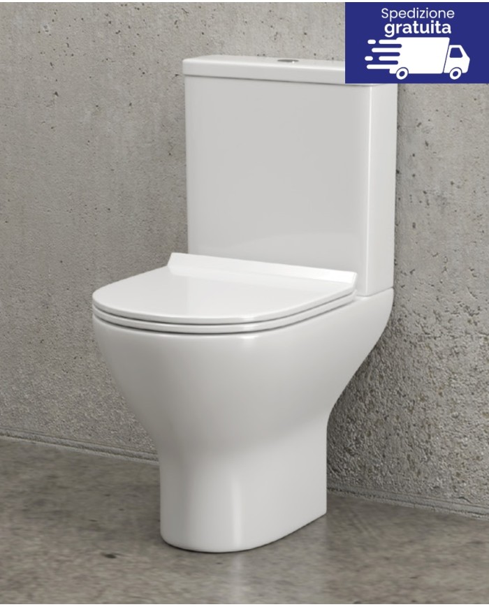 WC Rimless Filo muro con cassetta uscita orizzontale - Serie Amfipolis Round