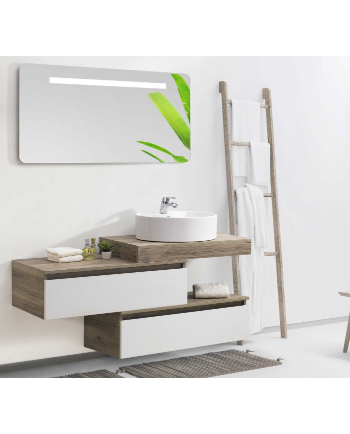 Mobile bagno con doppia base sospeso 2 cassetti e 1 mensolone - Serie Otello